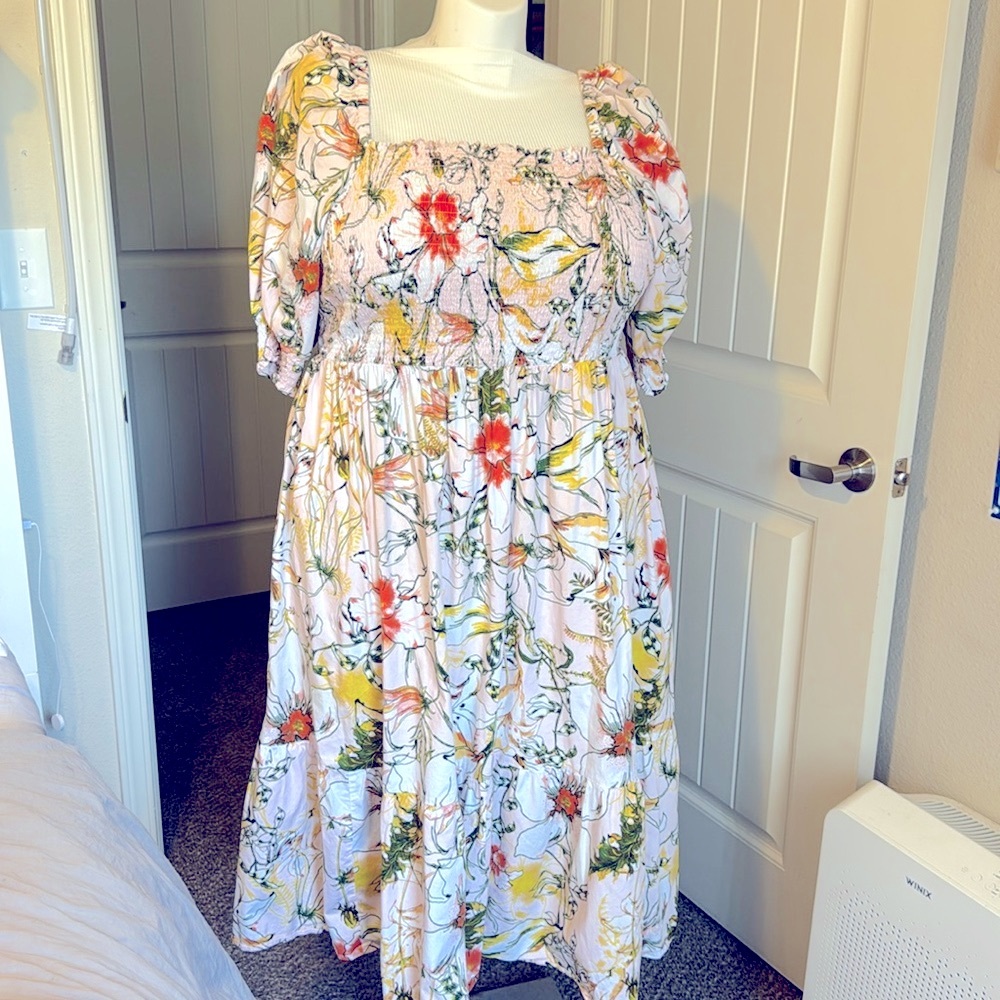 INC International 3X Floral Tiered Maxi Dress.